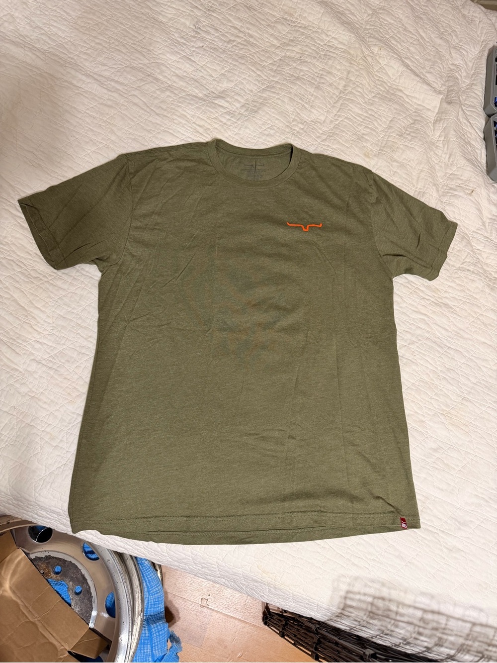Kimes Ranch Olive Green Short Sleeve Tee with Orange Logo